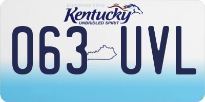 KY license plate 063UVL