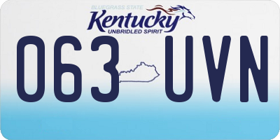 KY license plate 063UVN