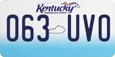 KY license plate 063UVO