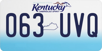 KY license plate 063UVQ