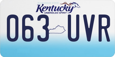KY license plate 063UVR