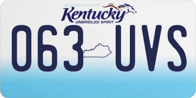 KY license plate 063UVS