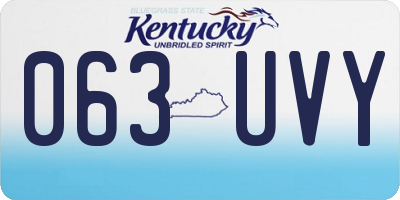 KY license plate 063UVY