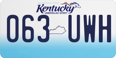 KY license plate 063UWH