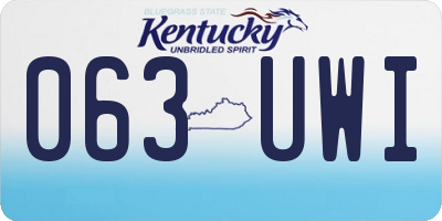 KY license plate 063UWI