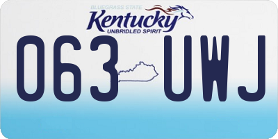 KY license plate 063UWJ