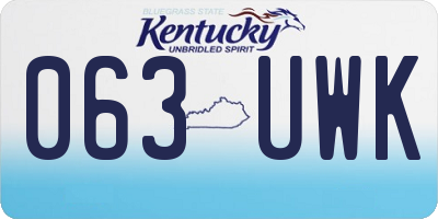 KY license plate 063UWK