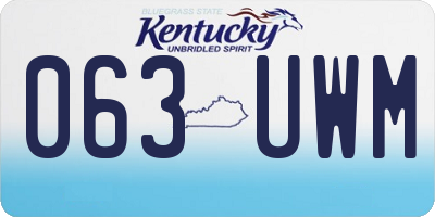 KY license plate 063UWM