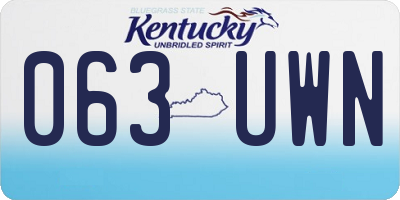 KY license plate 063UWN