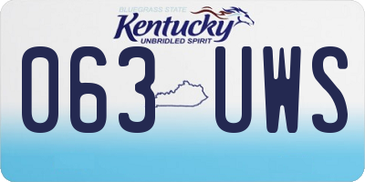 KY license plate 063UWS