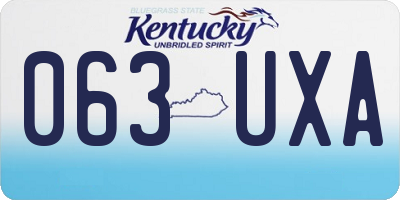 KY license plate 063UXA