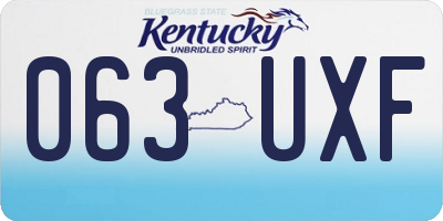 KY license plate 063UXF