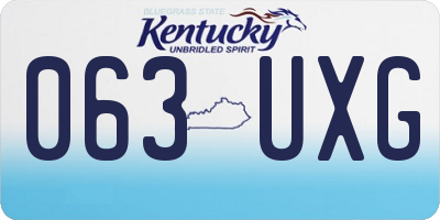 KY license plate 063UXG