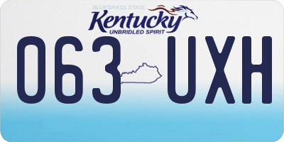 KY license plate 063UXH