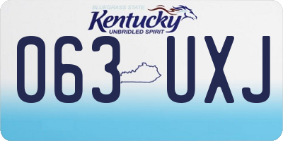 KY license plate 063UXJ