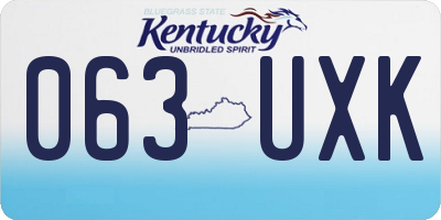 KY license plate 063UXK