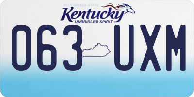 KY license plate 063UXM