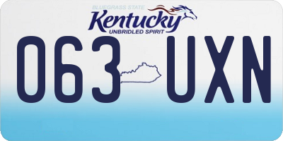KY license plate 063UXN