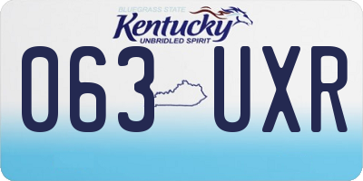 KY license plate 063UXR
