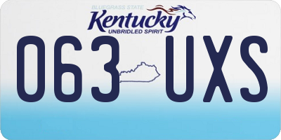 KY license plate 063UXS