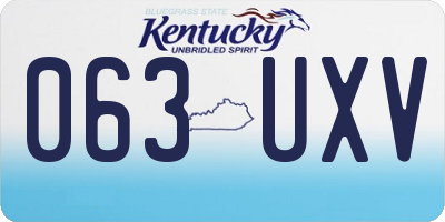 KY license plate 063UXV