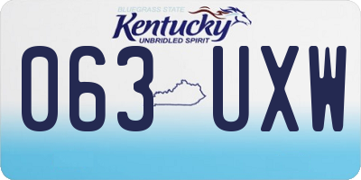 KY license plate 063UXW