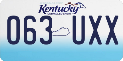 KY license plate 063UXX