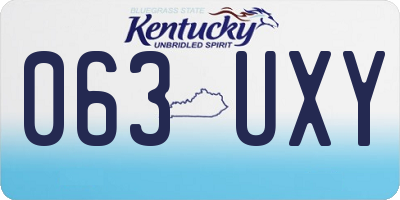 KY license plate 063UXY