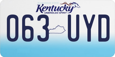 KY license plate 063UYD