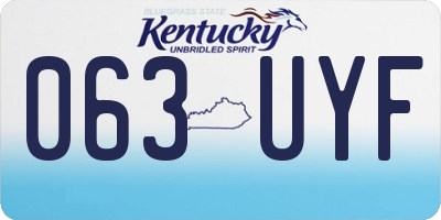 KY license plate 063UYF