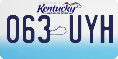 KY license plate 063UYH