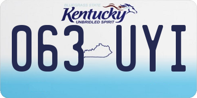 KY license plate 063UYI
