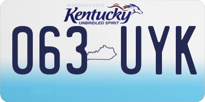 KY license plate 063UYK