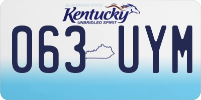 KY license plate 063UYM