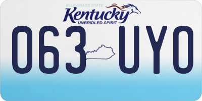 KY license plate 063UYO