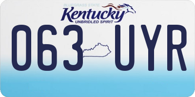 KY license plate 063UYR
