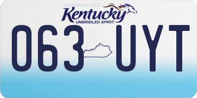KY license plate 063UYT