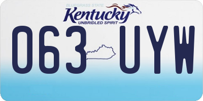 KY license plate 063UYW