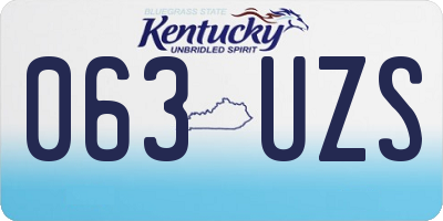 KY license plate 063UZS