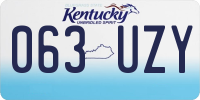 KY license plate 063UZY