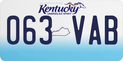KY license plate 063VAB