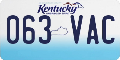 KY license plate 063VAC