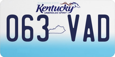 KY license plate 063VAD