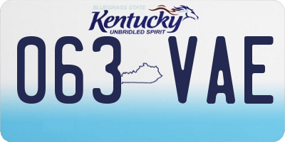 KY license plate 063VAE