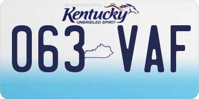 KY license plate 063VAF