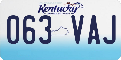 KY license plate 063VAJ