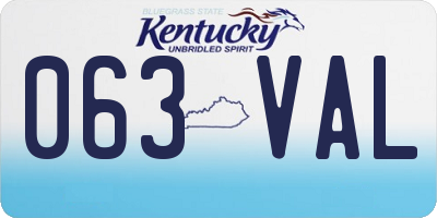 KY license plate 063VAL