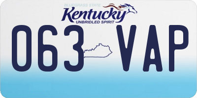 KY license plate 063VAP