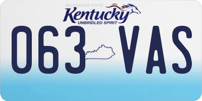 KY license plate 063VAS