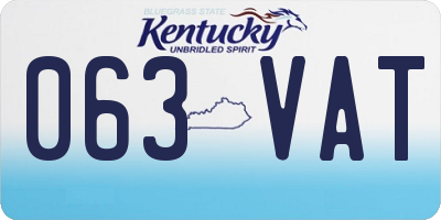 KY license plate 063VAT